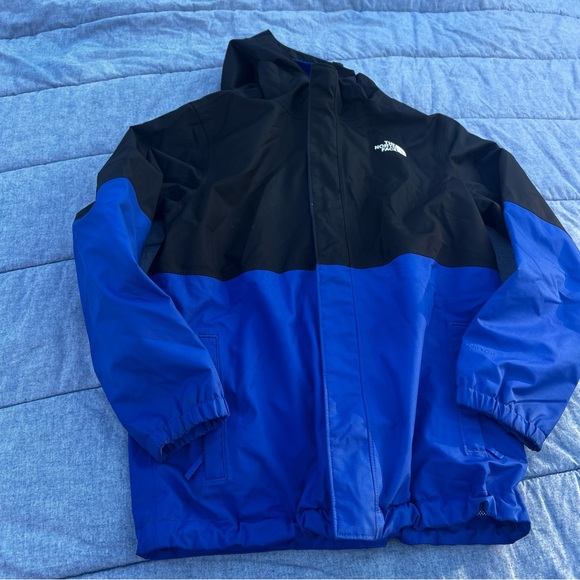 The North Face Blue/Black Color Block Triple Closure Boy Jacket Size Large 14/16 - Picture 1 of 12